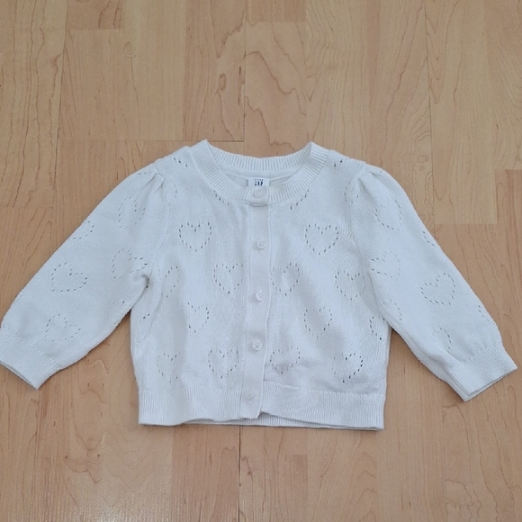 GAP Other - GAP White Heart Pattern Kids Cardigan